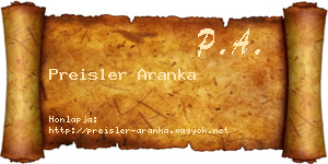 Preisler Aranka névjegykártya